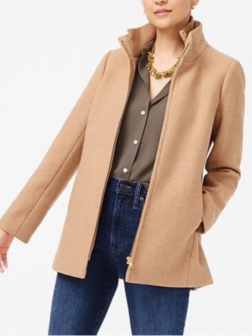 NWT J Crew Wool Village Coat Size 2 Tan Heather Acorn